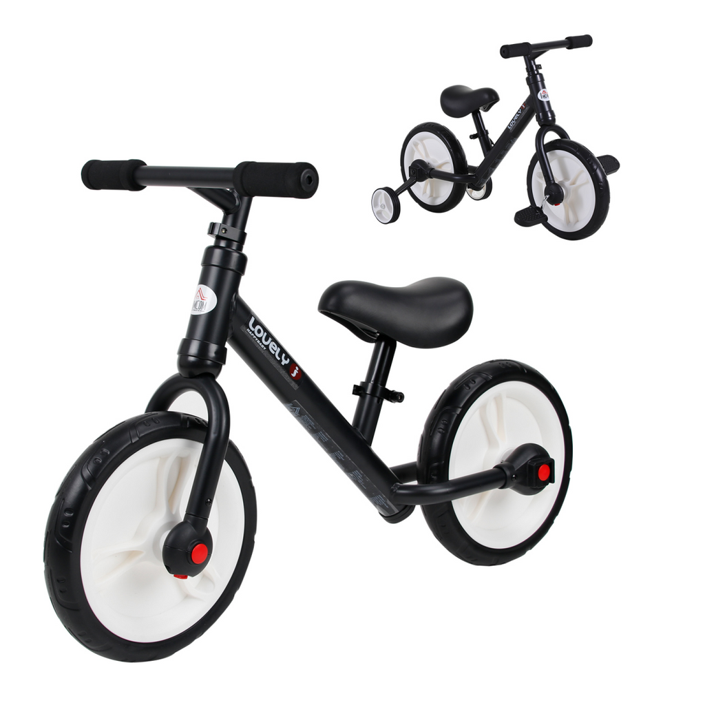 Kids Balance Training Bike Toy with Stabilizers For Child 2-5 Years Black