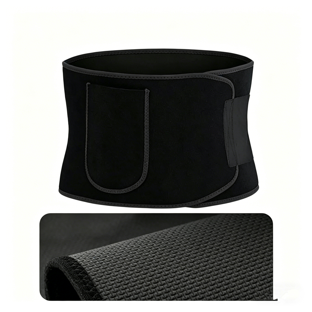 Waist Trimmer Belt Sport Workout Shaper Burner Slimming Belt with Phone Pocket Black