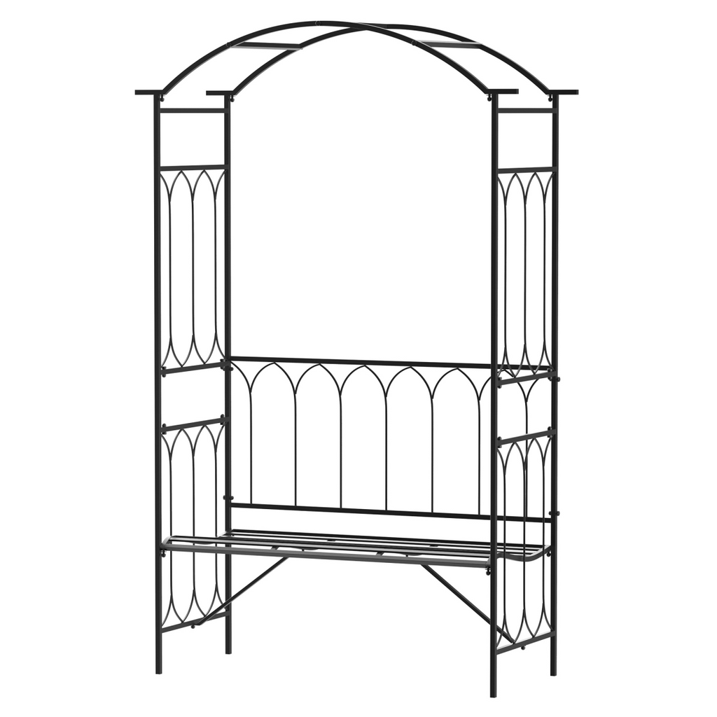 Garden Arbour Bench Plant Climbing Support Trellis Rose Vines Black Outsunny