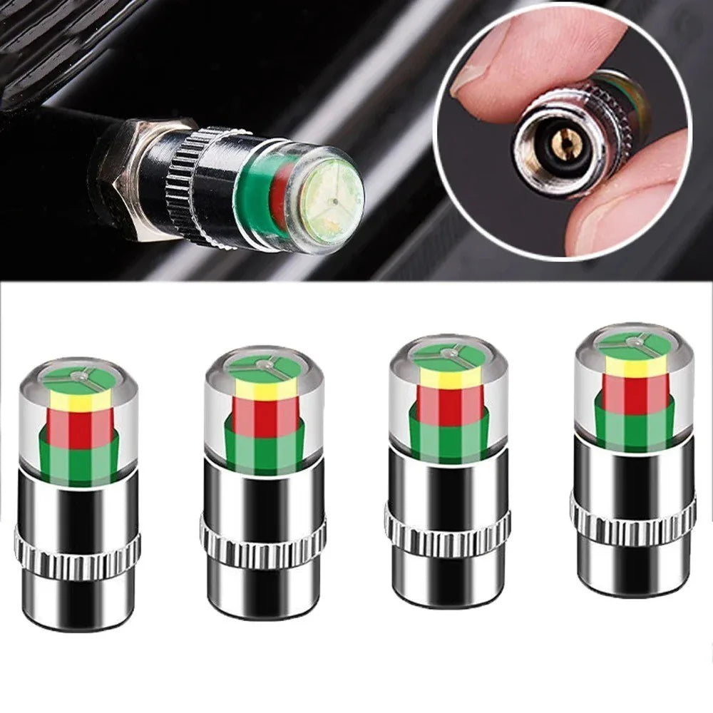 4x Car Valve Tyre Caps Dust Monitor Wheel Pressure Tire Air Sensor