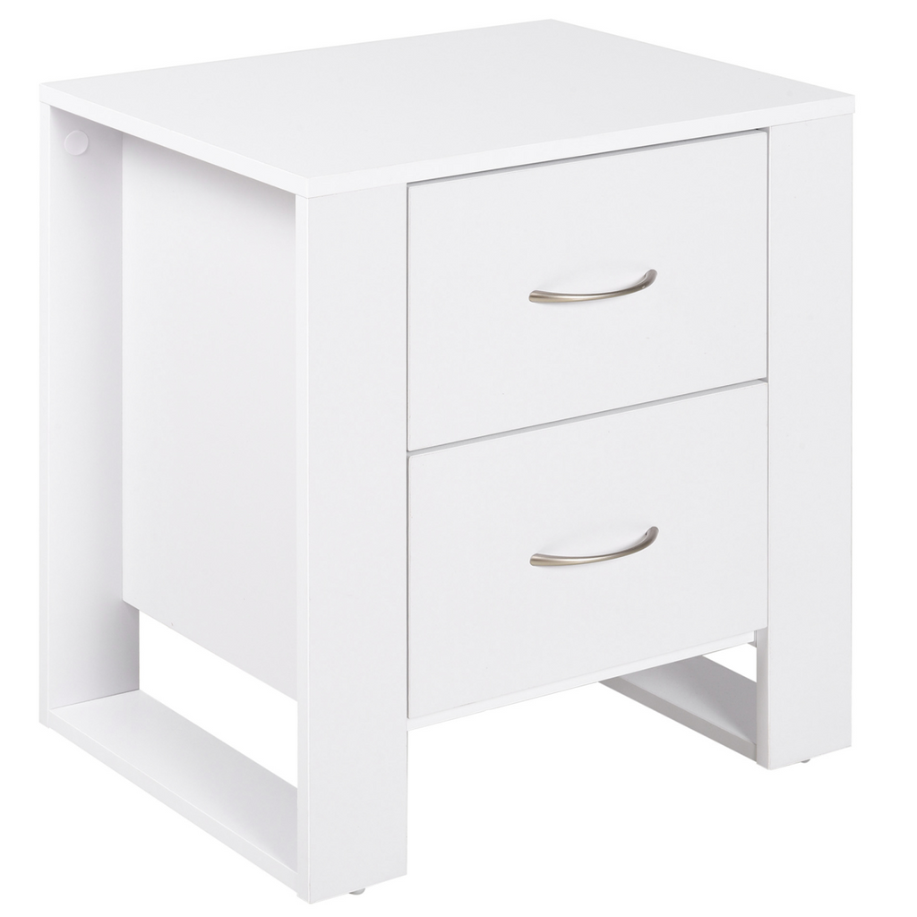 Particle Board 2-Drawer Bedside Table White