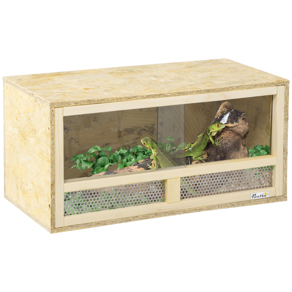 PawHut Reptile Terrarium with Transparent Sliding Doors, Breathable Mesh