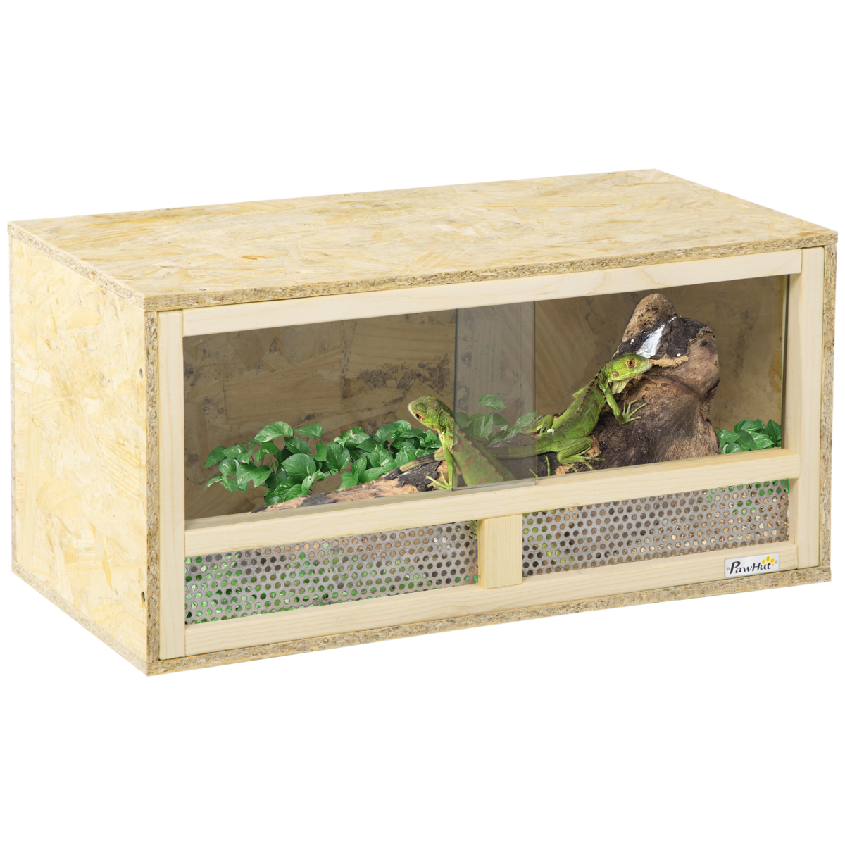PawHut Reptile Terrarium with Transparent Sliding Doors, Breathable Mesh