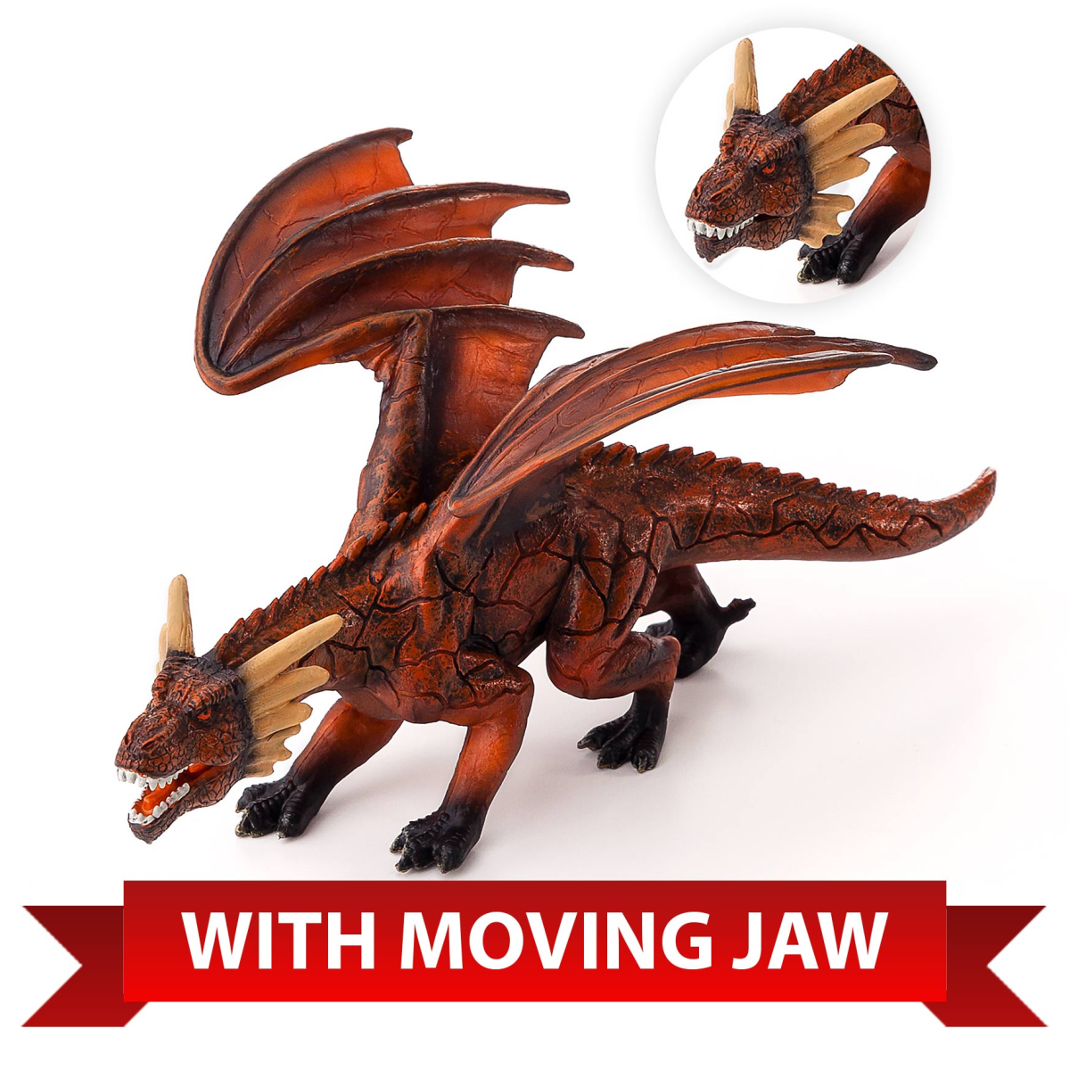 Fire Dragon Toy  Realistic Fantasy Creature Figure