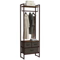 HOMCOM Clothes Hanging Rail with 3 Fabric Drawers Storage Shelves for Hallway