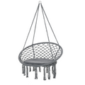 Cotton-Polyester Blend Macrame Hanging Chair Swing Hammock & Backrest, Grey