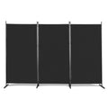 6FT Trifold 130g Polyester Fabric Plastic Foot Carbon Steel Frame Foldable Screen Black