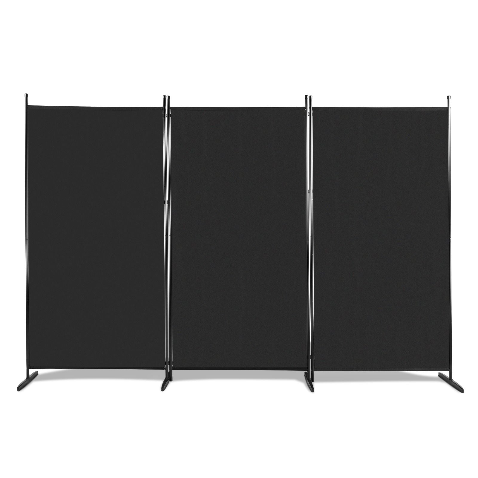 6FT Trifold 130g Polyester Fabric Plastic Foot Carbon Steel Frame Foldable Screen Black