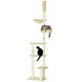 6-Tier Floor to Ceiling Cat Tree with Scratching Post, Bed, Hammock, Beige