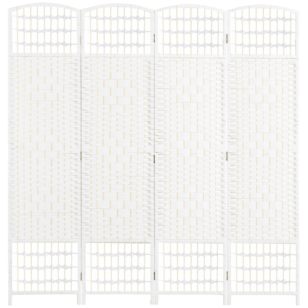 HOMCOM 4 Panel Folding Room Divider, 170cm Freestanding Privacy Screen, White