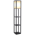 Shelf Floor Lamp, 4-tier Open Shelves, 26L x 26W x 160Hcm-Black/White