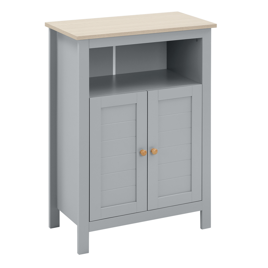 kleankin Bathroom Floor Storage Cabinet Standing Unit  Doors Adjustable Shelf