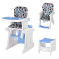 3-in-1 Convertible Baby High Chair Booster Seat with Removable Tray Blue
