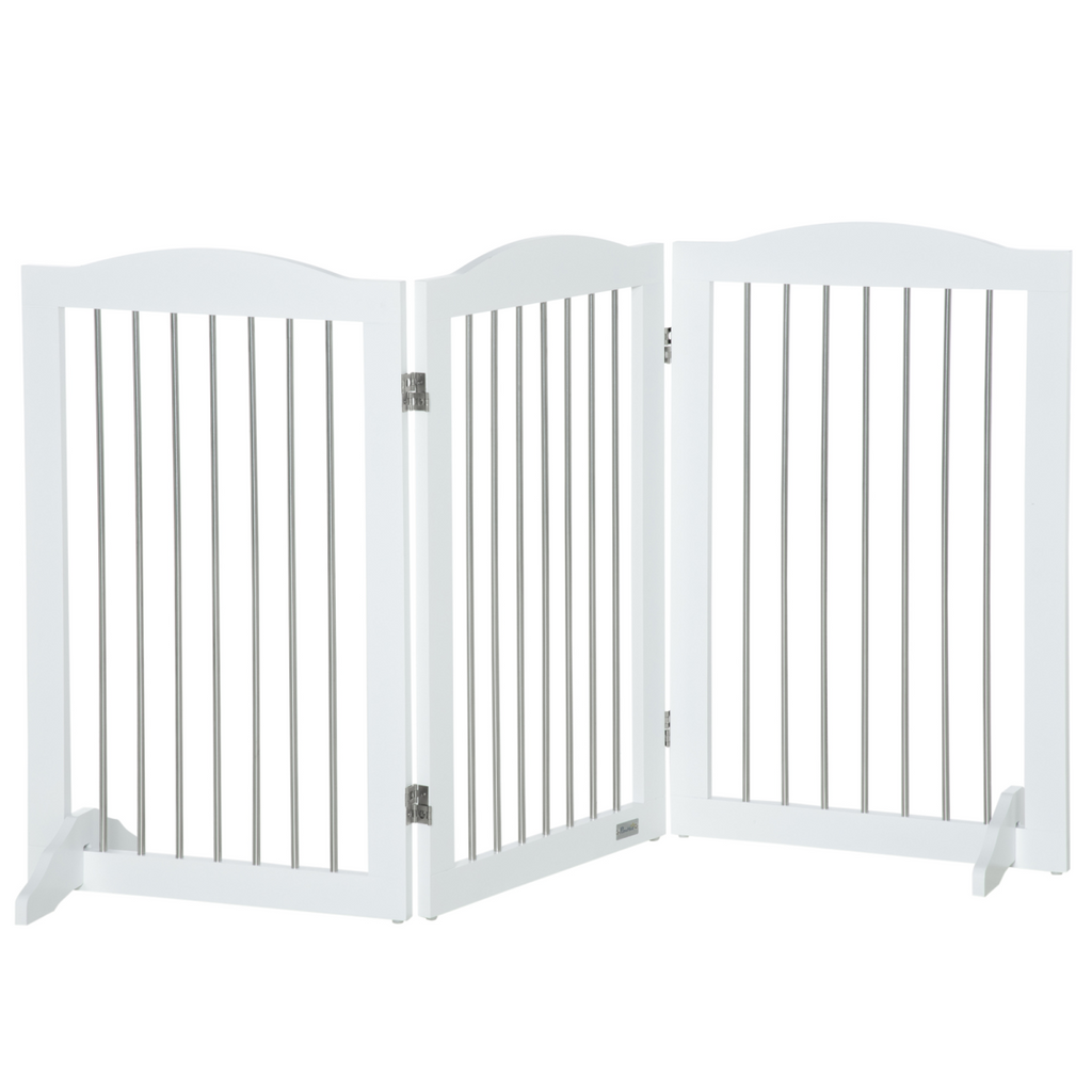 Foldable Dog Gate for Doorways, Stairs, Halls - White