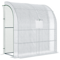 Walk-In Leanto Greenhouse Windows Doors 2 Tiers 4 Shelves 200x100x213cm White