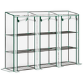 Outsunny 3 Tier Lean-to Mini Greenhouse with Plastic Cover, Clear
