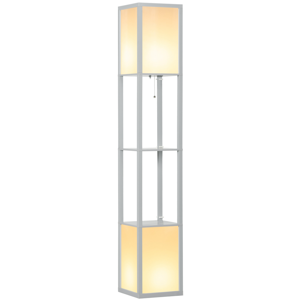 HOMCOM Shelf Floor Lamp with Dual Light, for Living Room, Bedroom, Black