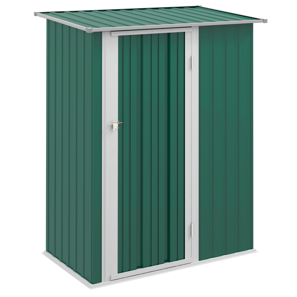 4.7ft x 2.8ft Garden Shed Steel Sloped Roof Door w/ Latch Green