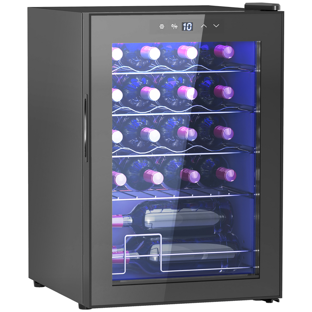 Freestanding Wine Cooler Fridge with Glass Door, 20 Bottle, LED Light