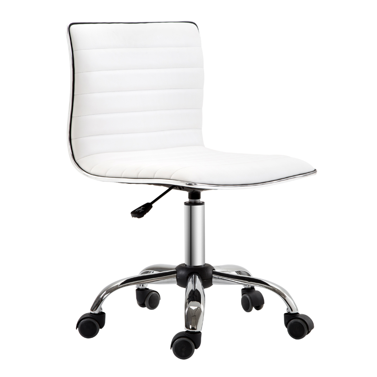 Armless Mid-Back Adjustable Office Chair 360 Swivel Ergonomic White HOMCOM