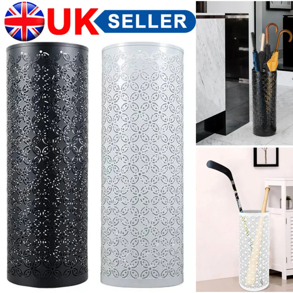 Umbrella Holder Stand Metal Home Storage Rack Walking Stick Rain Water Drip Tray-Black
