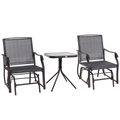 Steel Frame Set-of-2 Glider Rocking Chair w/ Table Set Grey