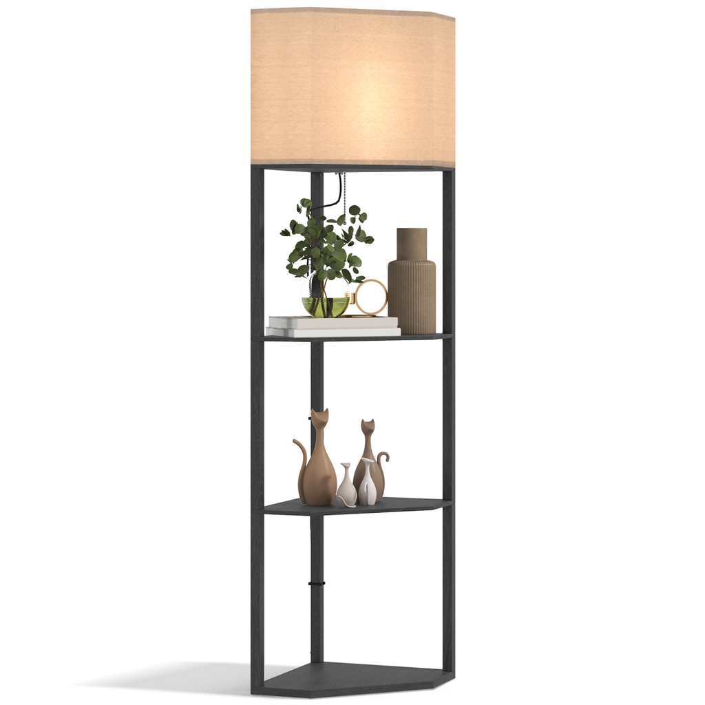 Corner Floor Lamp with Shelves, Modern Standing Lamps for Living Room Bedroom