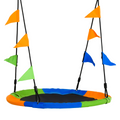 Saucer Tree Swing Metal Tube Adjustable Rope Garden Blue Green Orange