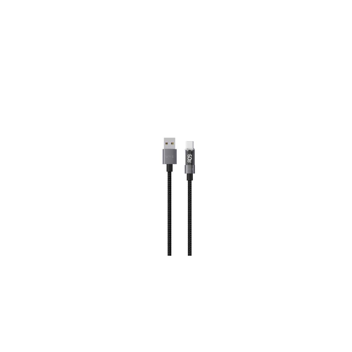 Wyeflow USB-A to USB C Fast Charging & Data Cable With LED Display 1m