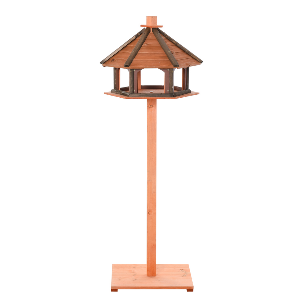Wooden Bird Feeder Wooden Bird Table Bird Feeder with Roof, Brown, 130cm