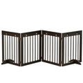Freestanding Pet Gate 4 Panel Folding Wooden Dog Barrier  w/ Support Feet