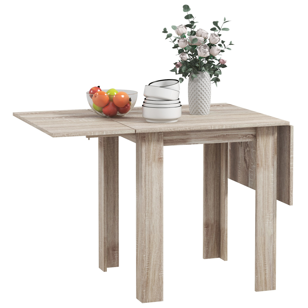 HOMCOM Folding Dining Table Extendable Kitchen Table Drop Leaf Table for 2-4