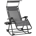 Folding Recliner Chair Outdoor Lounge Rocker Zero-Gravity Seat, Grey