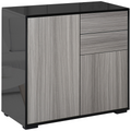 Side Cabinet  2 Door Cabinet and 2 Drawer for Home Office Grey Black