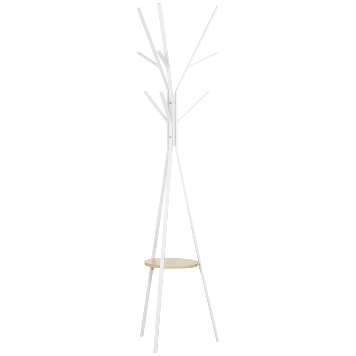 180cm Coat Rack Metal Clothes and Scarves Hat Hanger Hall Tree 9 Hooks-White