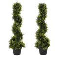 Set Of 2 90cm Artificial Spiral Topiary Trees & Pot Fake Greenery Plant