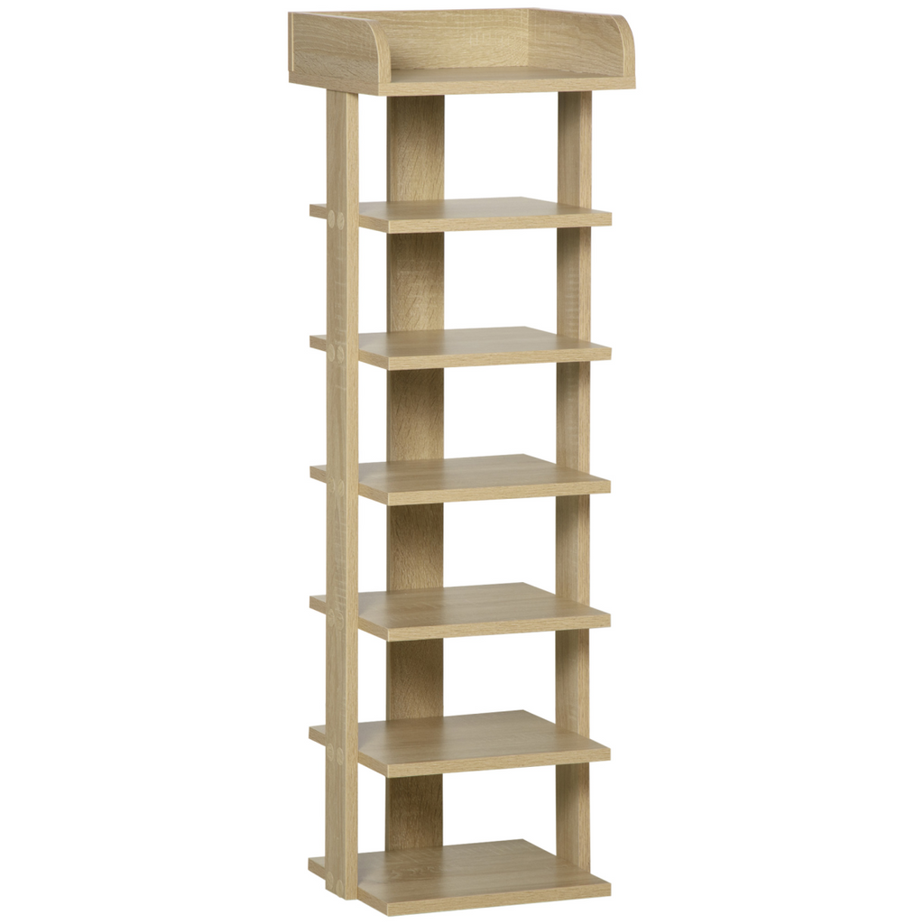 7 Tier Shoe Rack Organizer Storage Shelf Wooden Display Cabinet Oak
