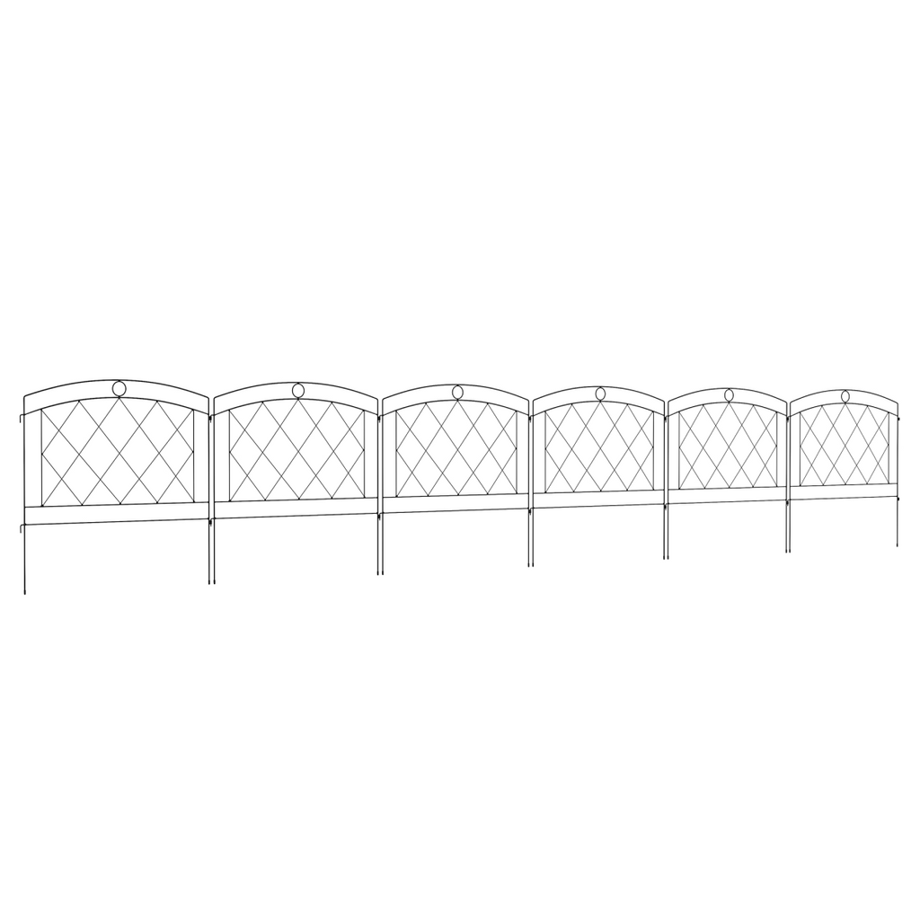 Outsunny 6PCs Decorative Garden Fencing 24in x 12ft Metal Border Edging