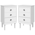 HOMCOM Bedside Table Set of 2, Bedside Cabinet w/ 3 Drawers, Modern Side Table,
