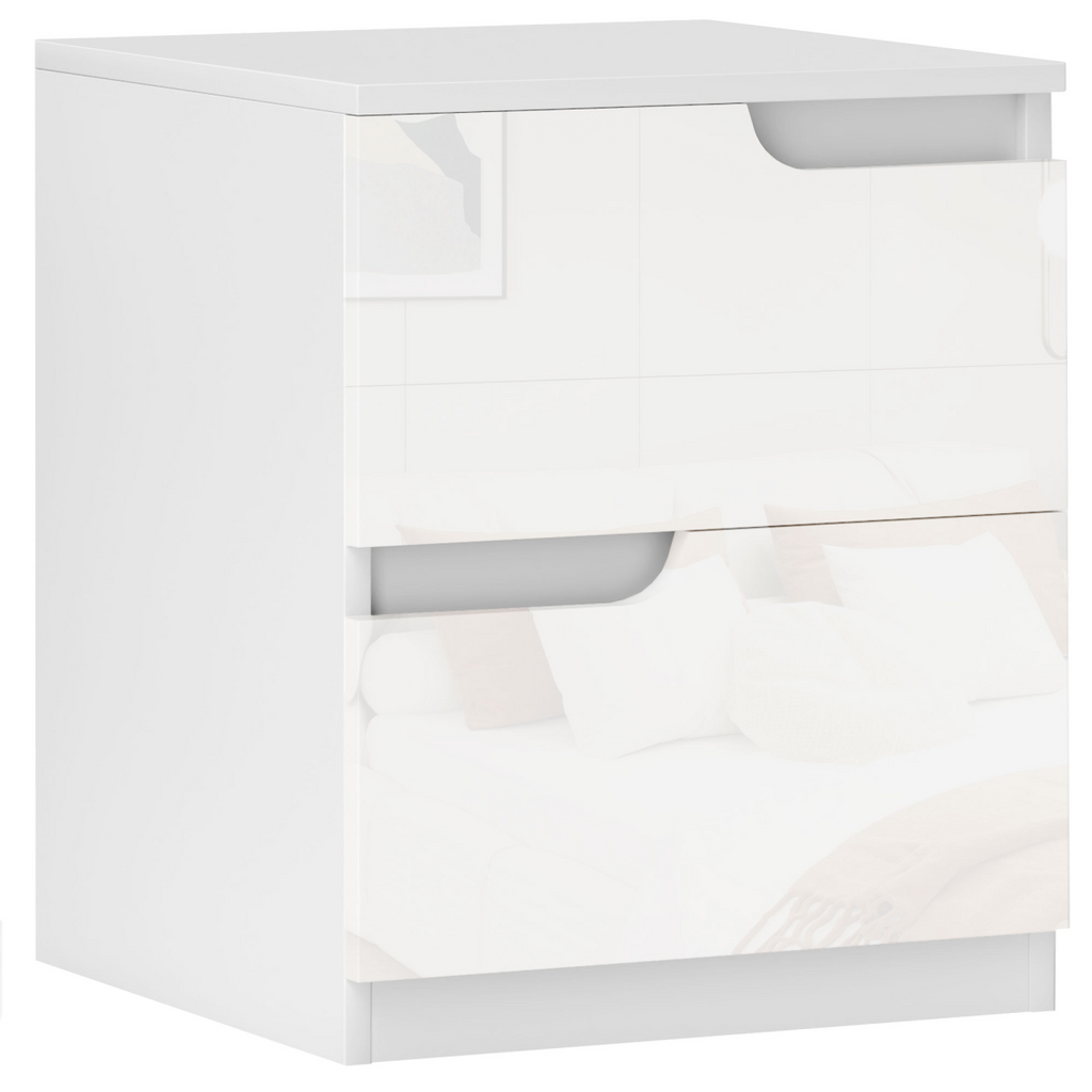 HOMCOM Modern Bedside Table with 2 Drawers for Bedroom, Living Room, White