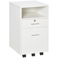 Mobile File Cabinet Lockable Documents Storage w/ 5 Wheels White Vinsetto