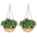 HOMCOM Artificial Flowers in Basket Set of 2 with PE Leaves and 18 Flowers