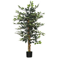 HOMCOM Artificial Ficus Tree with Lifelike Leaves and Natural Trunks Green