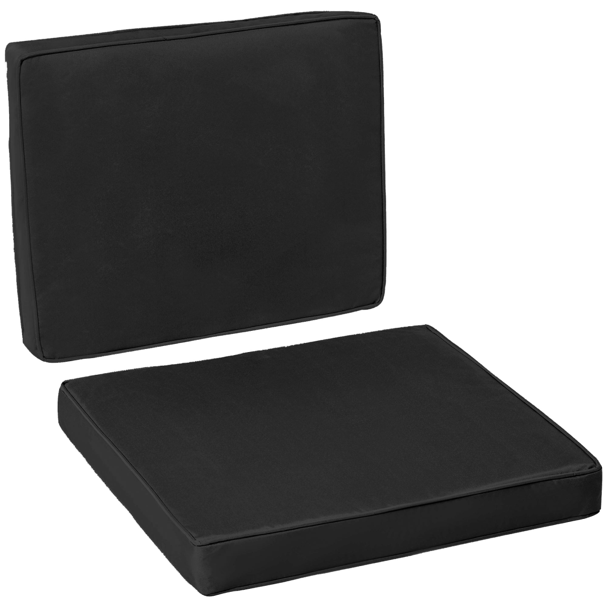 2 Pieces Seat Cushion and Back Pad Set for Rattan Furniture Black