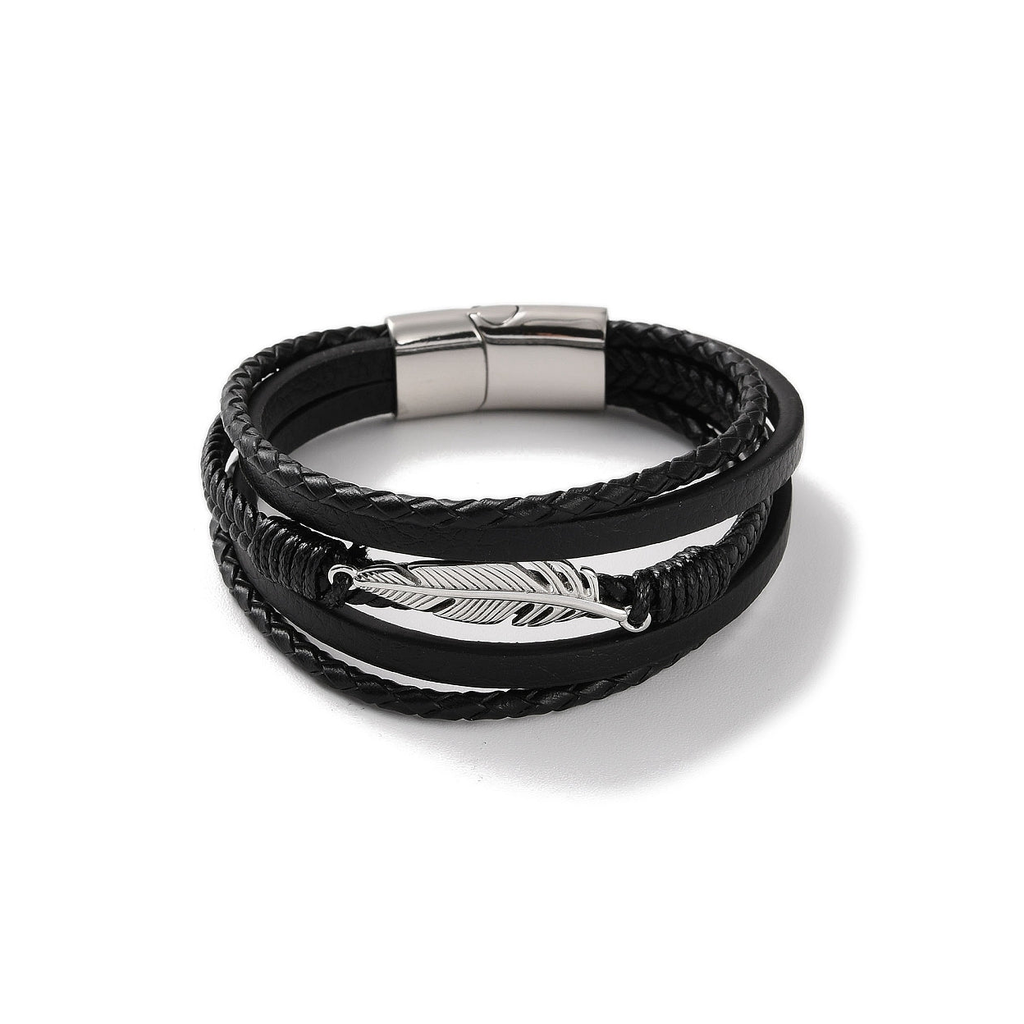 Men's Angel Feather Black Bracelet