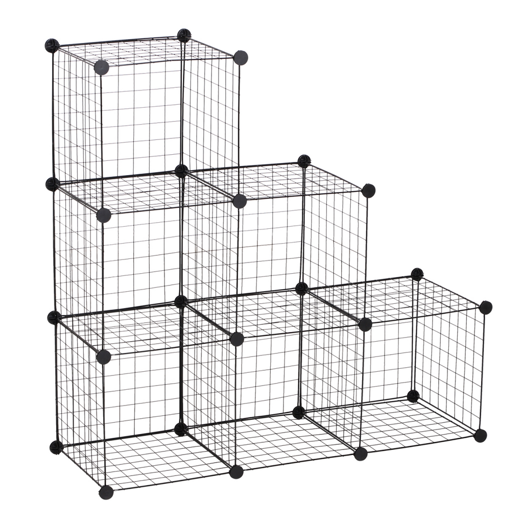 DIY 6 Cube Wire Storage Cabinet Organiser, 111L x 37W x 111Hcm-Black