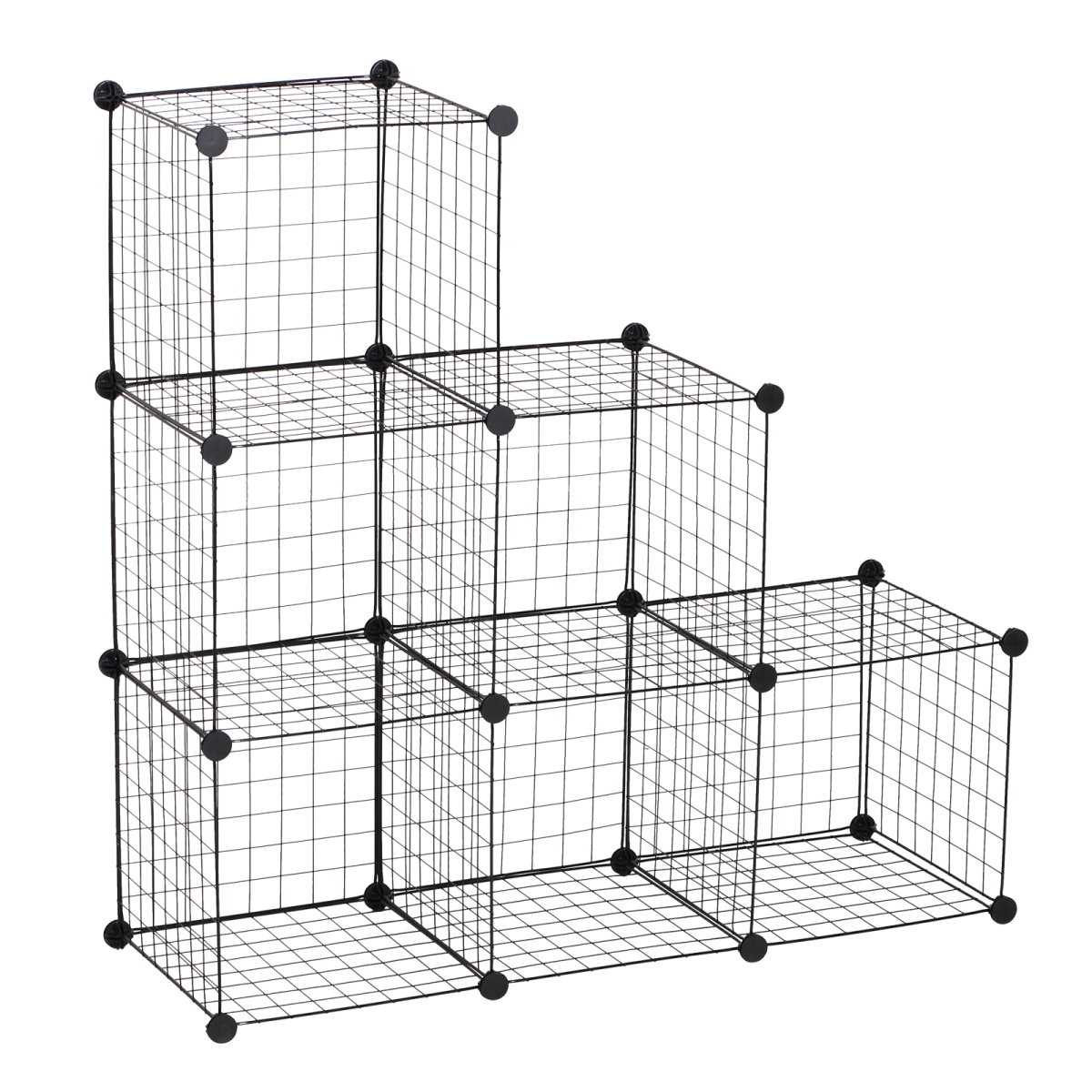 DIY 6 Cube Wire Storage Cabinet Organiser, 111L x 37W x 111Hcm-Black