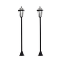 2 PCS LED Garden Lights Lamp Post Solar Powered Lantern black