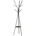 180cm Free Standing Coat Rack Metal Shelf Holder Stand Hat Hanger Brown