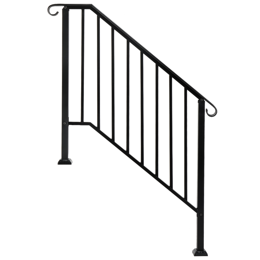 [Same Code：11384510 73142795]Artisasset Matte Black Outdoor 3 Level Iron Handrail